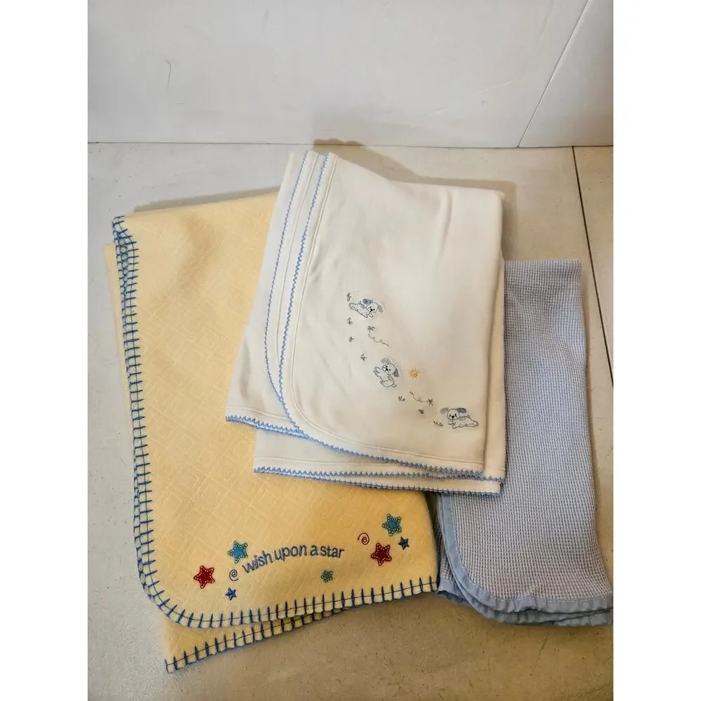 Vintage bundle of 3 baby blankets baby boy bedding receiving blankets